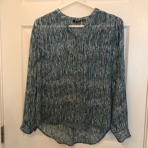 Sheer Green & White Top ANA Petite Small